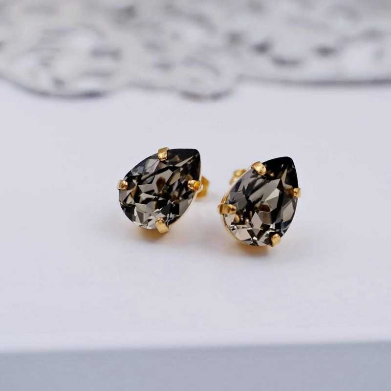Stud earrings with crystals Stud earrings with crystals in 24Κ gold-plating