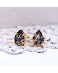 Stud earrings with crystals Stud earrings with crystals in 24Κ gold-plating
