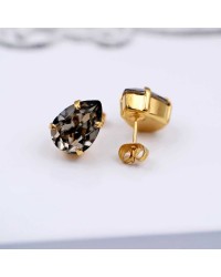 Stud earrings with crystals Stud earrings with crystals in 24Κ gold-plating