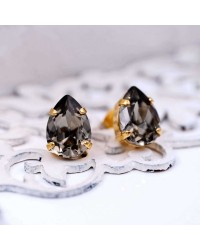 Stud earrings with crystals Stud earrings with crystals in 24Κ gold-plating