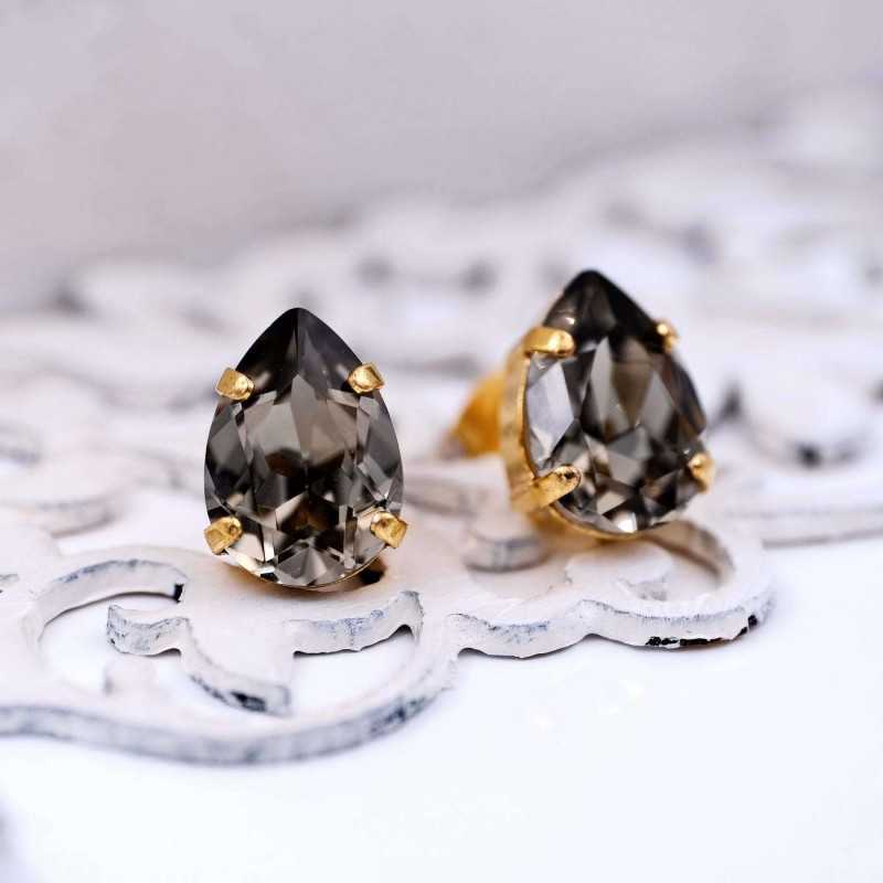Stud earrings with crystals Stud earrings with crystals in 24Κ gold-plating