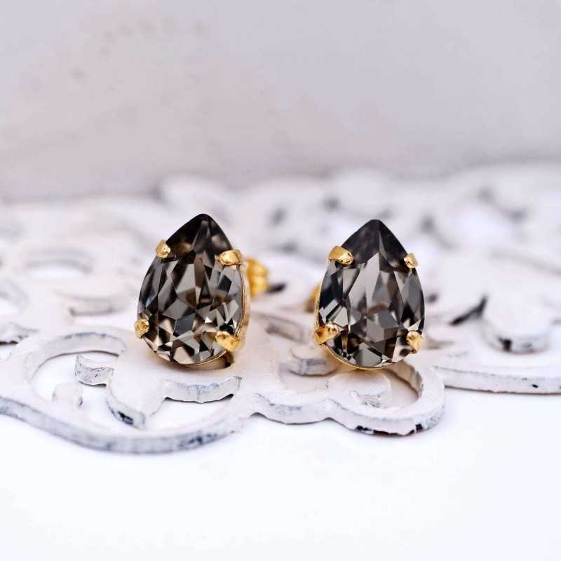 Stud earrings with crystals Stud earrings with crystals in 24Κ gold-plating