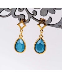 Mid-sized earrings with crystals Mid-sized earrings with crystals in 24Κ gold-plating