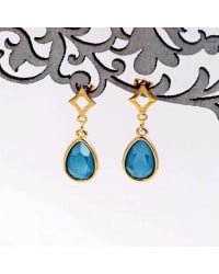 Mid-sized earrings with crystals Mid-sized earrings with crystals in 24Κ gold-plating