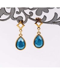 Mid-sized earrings with crystals Mid-sized earrings with crystals in 24Κ gold-plating