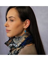 Mid-sized earrings with crystals Mid-sized earrings with crystals in 24Κ gold-plating