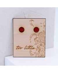 Stud earrings with enamel Stud earrings with enamel in gold-plating on wooden engraved card
