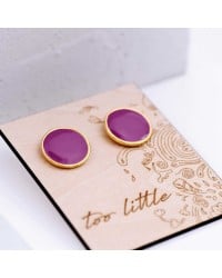Stud earrings with enamel Stud earrings with enamel in gold-plating on wooden engraved card