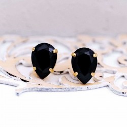 Καρφωτά σκουλαρίκια με κρύσταλλα σε επιμετάλλωση χρυσό 24Κ