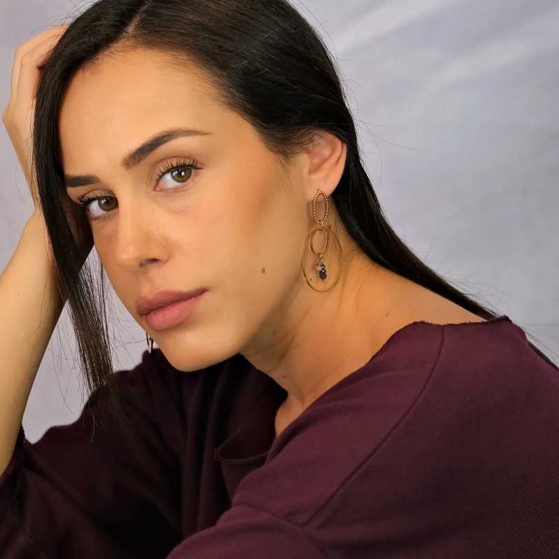 Hoop earrings with gold-plated parts Hoop earrings with gold-plated parts