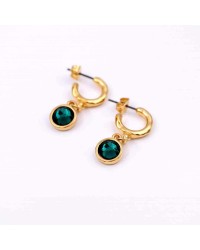 Handmade hoop earrings with crystals and gold-plating Handmade hoop earrings with crystals and gold-plating