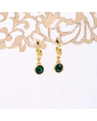 Handmade hoop earrings with crystals and gold-plating Handmade hoop earrings with crystals and gold-plating