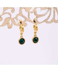 Handmade hoop earrings with crystals and gold-plating Handmade hoop earrings with crystals and gold-plating
