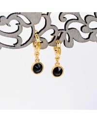 Handmade hoop earrings with crystals and gold-plating Handmade hoop earrings with crystals and gold-plating
