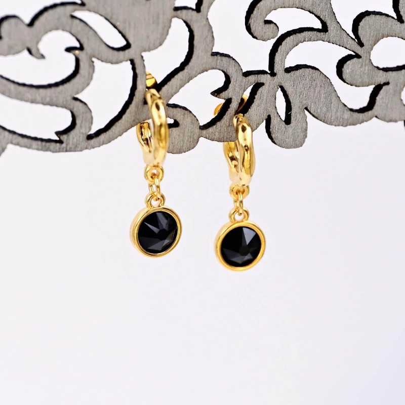 Handmade hoop earrings with crystals and gold-plating Handmade hoop earrings with crystals and gold-plating