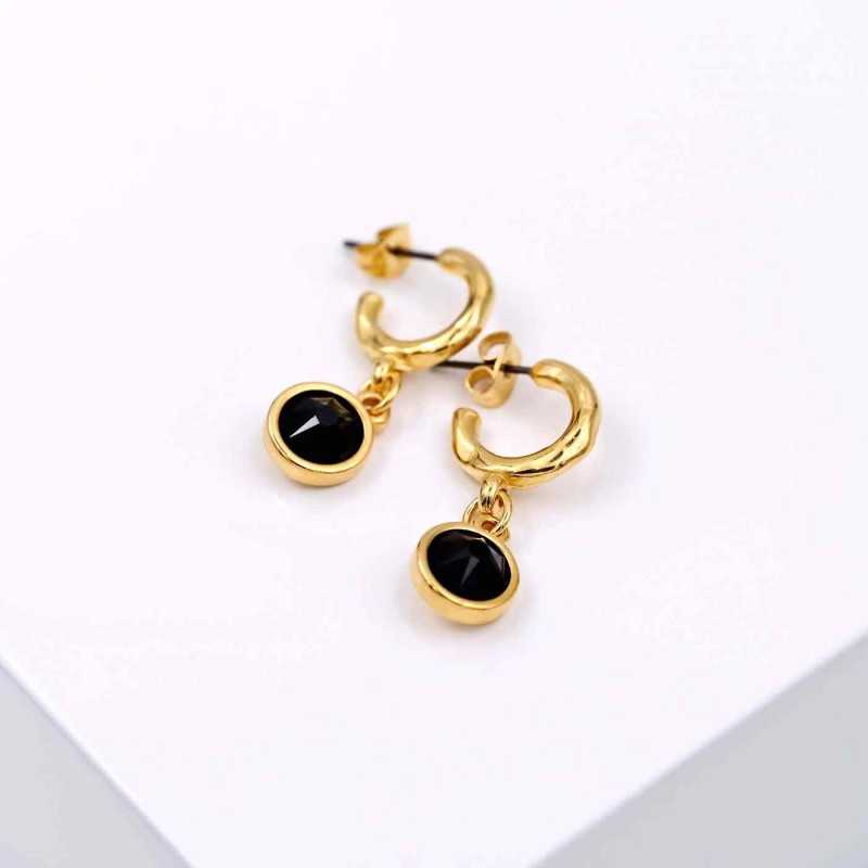 Handmade hoop earrings with crystals and gold-plating Handmade hoop earrings with crystals and gold-plating
