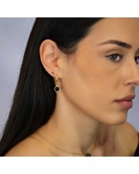 Handmade hoop earrings with crystals and gold-plating Handmade hoop earrings with crystals and gold-plating