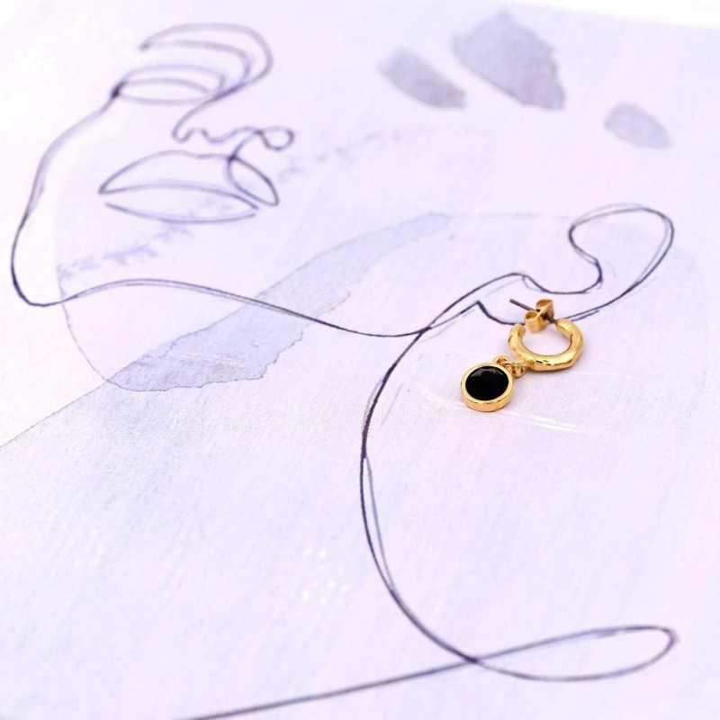Handmade hoop earrings with crystals and gold-plating Handmade hoop earrings with crystals and gold-plating