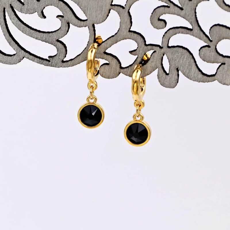 Handmade hoop earrings with crystals and gold-plating Handmade hoop earrings with crystals and gold-plating