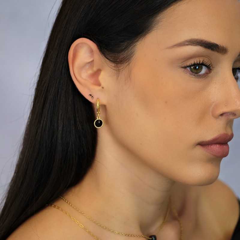 Handmade hoop earrings with crystals and gold-plating Handmade hoop earrings with crystals and gold-plating