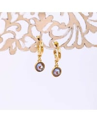 Handmade hoop earrings with crystals and gold-plating Handmade hoop earrings with crystals and gold-plating