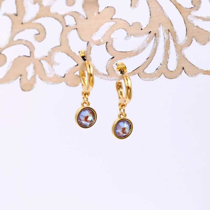 Handmade hoop earrings with crystals and gold-plating Handmade hoop earrings with crystals and gold-plating