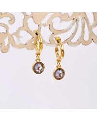 Handmade hoop earrings with crystals and gold-plating Handmade hoop earrings with crystals and gold-plating