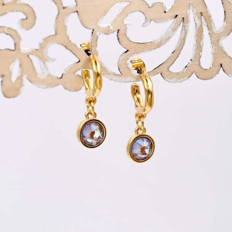 Handmade hoop earrings with crystals and gold-plating Handmade hoop earrings with crystals and gold-plating