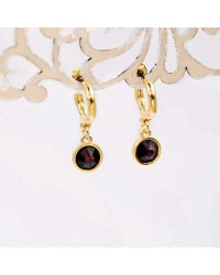 Handmade hoop earrings with crystals and gold-plating Handmade hoop earrings with crystals and gold-plating