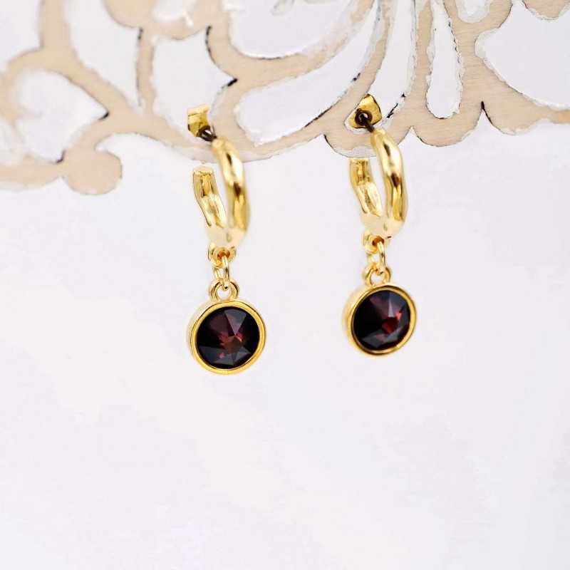 Handmade hoop earrings with crystals and gold-plating Handmade hoop earrings with crystals and gold-plating