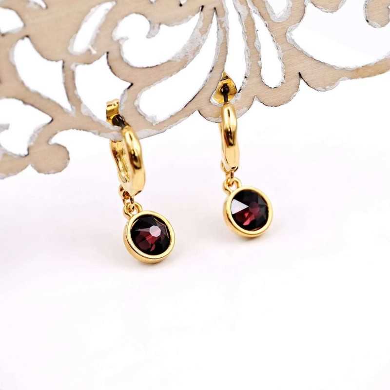 Handmade hoop earrings with crystals and gold-plating Handmade hoop earrings with crystals and gold-plating