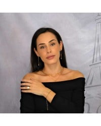 Σκουλαρίκια με επίχρυσα στοιχεία και φίλντισι Σκουλαρίκια από ανοξείδωτο ατσάλι με επίχρυσα στοιχεία και φίλντισι