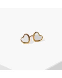 Stud earrings of stainless steel with mother of pearl in 24Κ gold-plating Stud earrings of stainless steel with mother of pearl in 24Κ gold-plating
