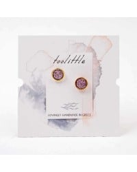 Handmade stud earrings with glittered enamel in gold-plating Handmade stud earrings with glittered enamel in gold-plating