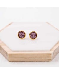 Handmade stud earrings with glittered enamel in gold-plating Handmade stud earrings with glittered enamel in gold-plating