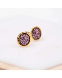 Handmade stud earrings with glittered enamel in gold-plating Handmade stud earrings with glittered enamel in gold-plating