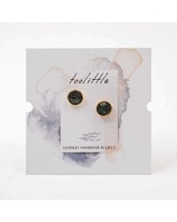 Handmade stud earrings with glittered enamel in gold-plating Handmade stud earrings with glittered enamel in gold-plating
