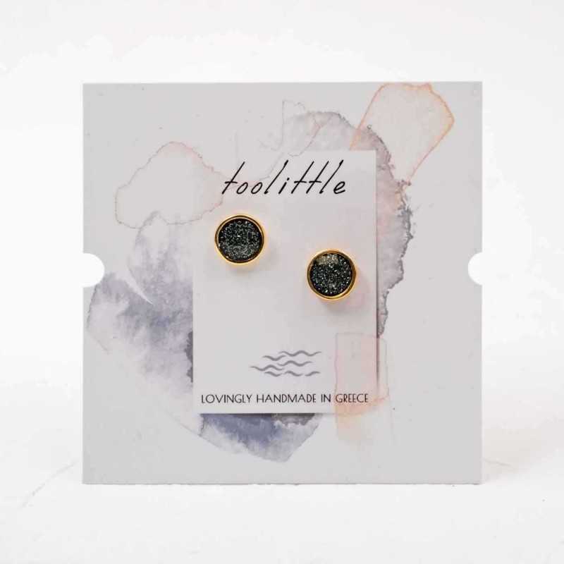 Handmade stud earrings with glittered enamel in gold-plating Handmade stud earrings with glittered enamel in gold-plating