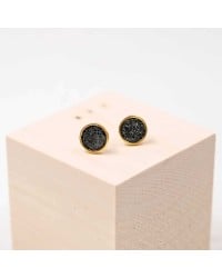 Handmade stud earrings with glittered enamel in gold-plating Handmade stud earrings with glittered enamel in gold-plating