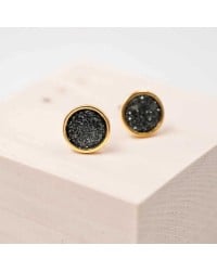 Handmade stud earrings with glittered enamel in gold-plating Handmade stud earrings with glittered enamel in gold-plating