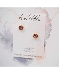 Handmade stud earrings with glittered enamel in gold-plating Handmade stud earrings with glittered enamel in gold-plating