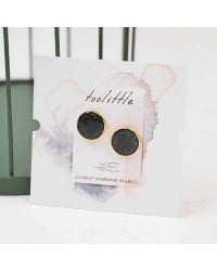 Handmade stud earrings with glittered enamel in gold-plating Handmade stud earrings with glittered enamel in gold-plating