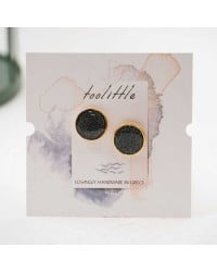Handmade stud earrings with glittered enamel in gold-plating Handmade stud earrings with glittered enamel in gold-plating
