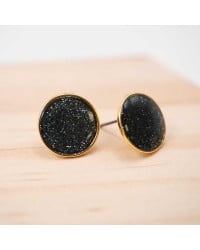 Handmade stud earrings with glittered enamel in gold-plating Handmade stud earrings with glittered enamel in gold-plating