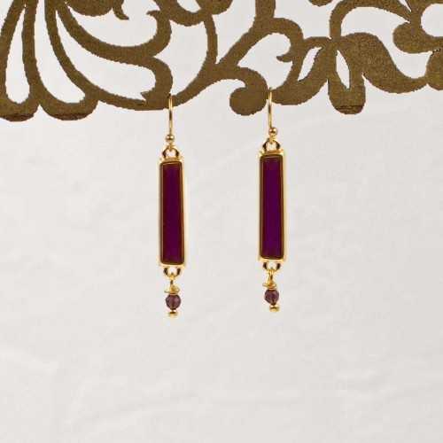 Χειροποίητα κρεμαστα΄ σκουλαρίκια με σμάλτο και επίχρυση επιμετάλλωση 