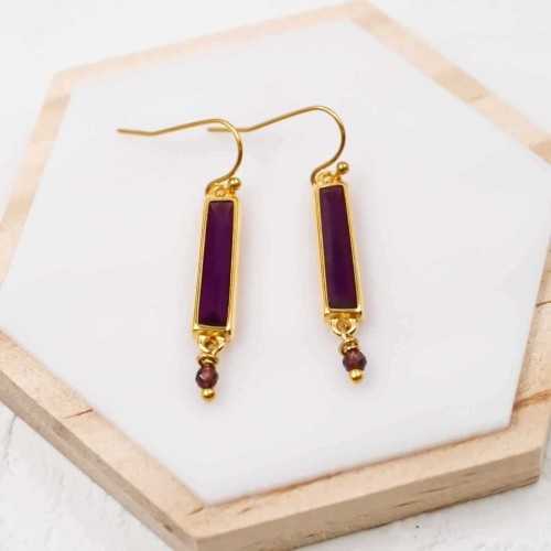 Χειροποίητα κρεμαστα΄ σκουλαρίκια με σμάλτο και επίχρυση επιμετάλλωση 