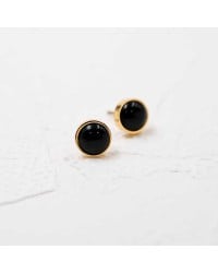 Stainless steel stud earrings with 24K gold-plating and acrylic stone Stainless steel stud earrings with 24K gold-plating and acrylic stone