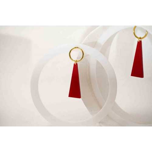 Handmade oversized earrings with plexiglass parts and 24K gold-plating