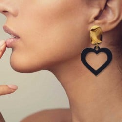 Χειροποίητα inox σκουλαρίκια σε επίχρυση επιμετάλλωση 24Κ με καρδιές πλέξιγκλας