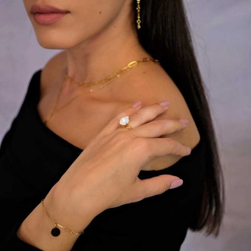 Gold-plated ring with Austrian crystal and deluxe gift box